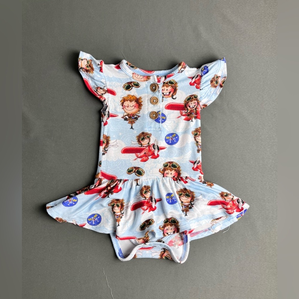 Posh Peanut Girls Amelia Earhart Bamboo Dress size 3-6 Months